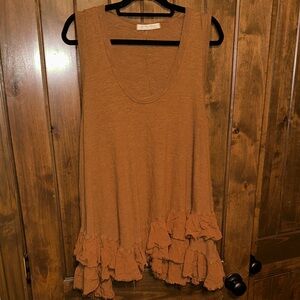 We The Free by Free People Rust Shimmy Sasha Ruffled Tank Top